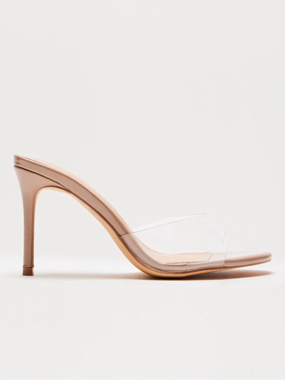 Fashion Nova Nude Clear Strap Stiletto Heels